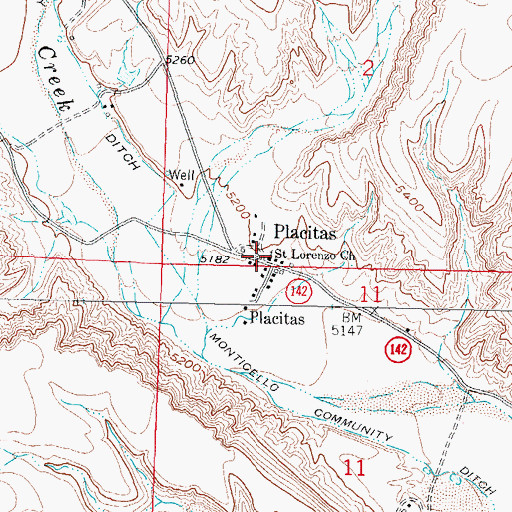 Topographic Map of Saint Lorenzo Church, NM