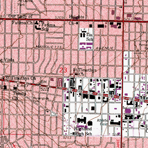 Topographic Map of Saint Timothys Lutheran Church, NM
