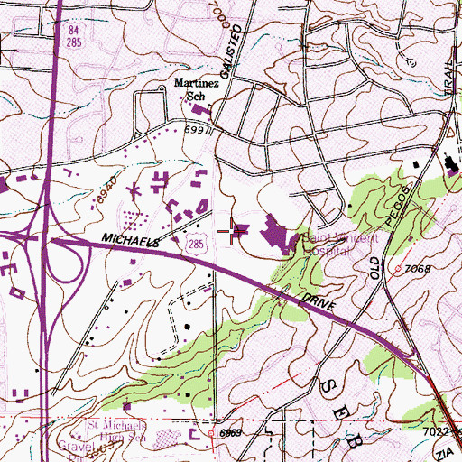 Topographic Map of Christus Saint Vincent Regional Medical Center, NM