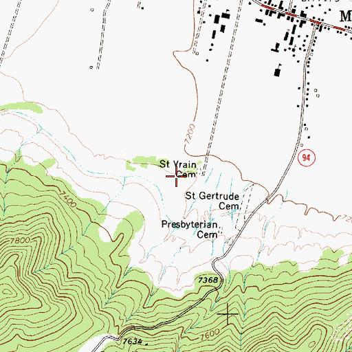 Topographic Map of Saint Vrain Cemetery, NM