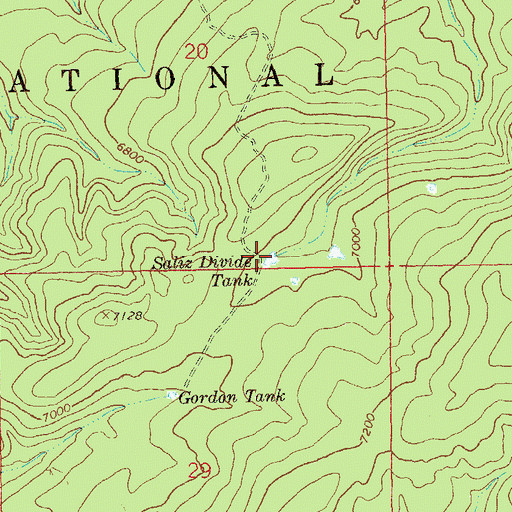 Topographic Map of Saliz Divide Tank, NM