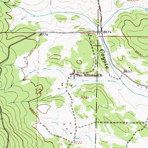 Topographic Map of San Antonio Church, NM
