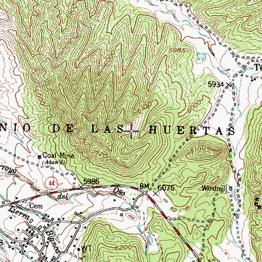 Topographic Map of San Antonio De Las Huertas Grant, NM