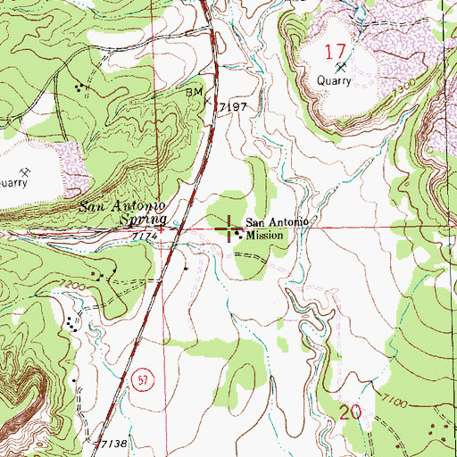Topographic Map of San Antonio Mission, NM