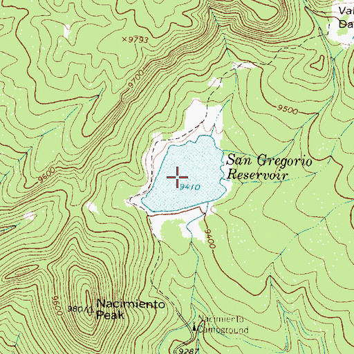 Topographic Map of San Gregorio Reservoir, NM
