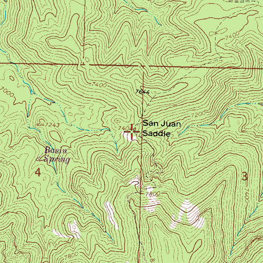 Topographic Map of San Juan Saddle, NM