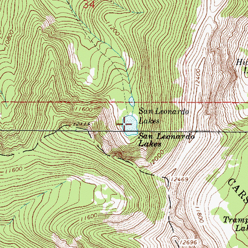 Topographic Map of San Leonardo Lakes, NM