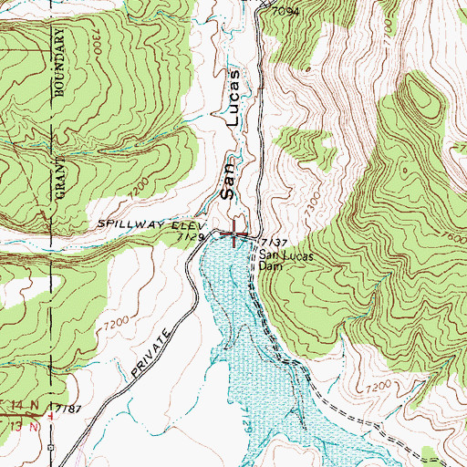Topographic Map of San Lucas Dam, NM