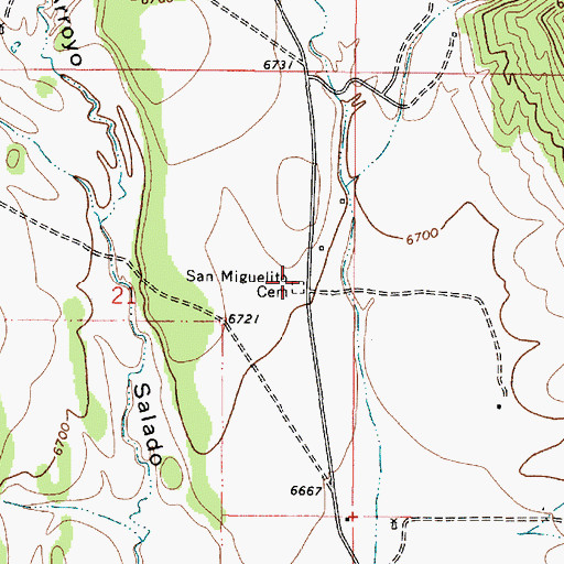 Topographic Map of San Miguelito Cemetery, NM