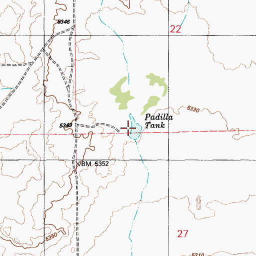 Topographic Map of Padilla Tank, AZ