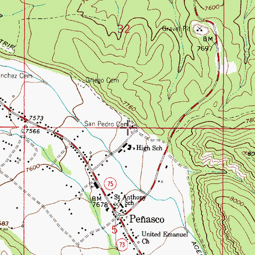 Topographic Map of San Pedro Cemetery, NM
