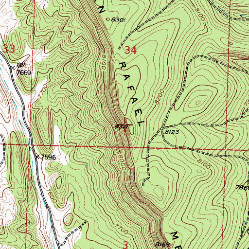 Topographic Map of San Rafael Mesa, NM