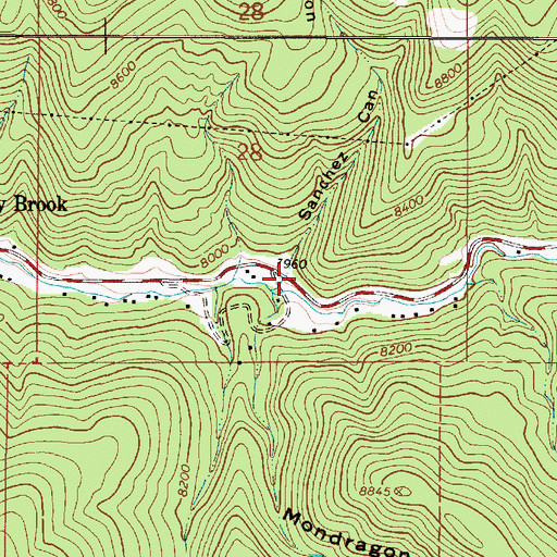 Topographic Map of Sanchez Canyon, NM
