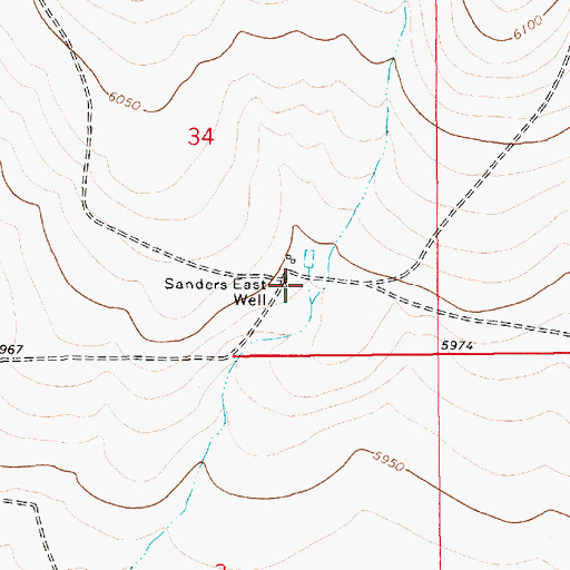 Topographic Map of Sanders East Well, NM
