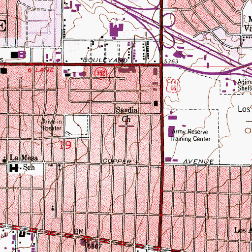 Topographic Map of Sandia Church, NM