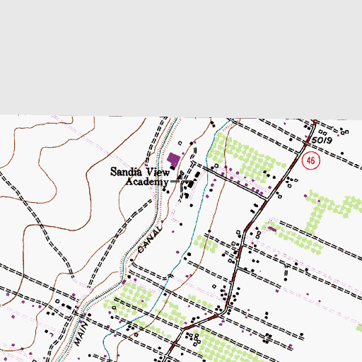 Topographic Map of Sandia View Adventist Academy, NM