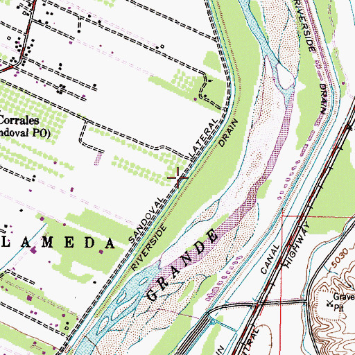 Topographic Map of Sandoval Lateral, NM