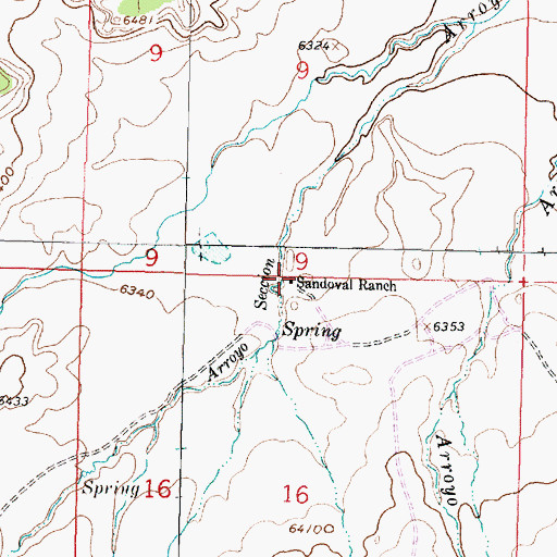 Topographic Map of Sandoval Ranch, NM