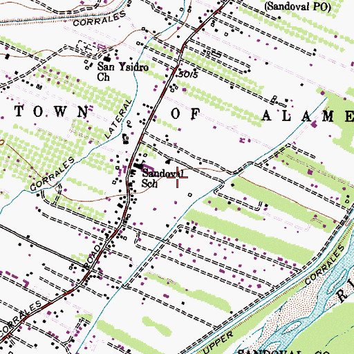 Topographic Map of Corrales Elementary School, NM