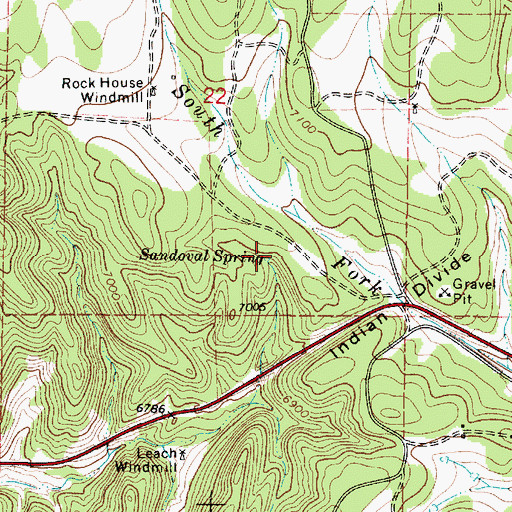 Topographic Map of Sandoval Spring, NM