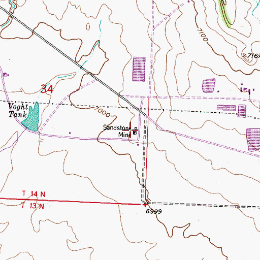 Topographic Map of Sandstone Mine, NM