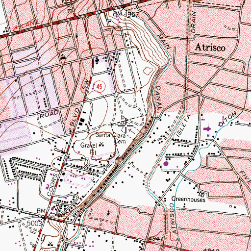 Topographic Map of Santa Clara Cemetery, NM
