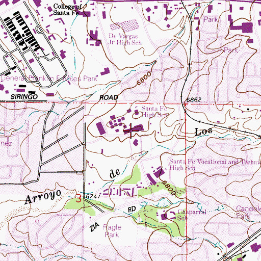 Topographic Map of Santa Fe High School, NM