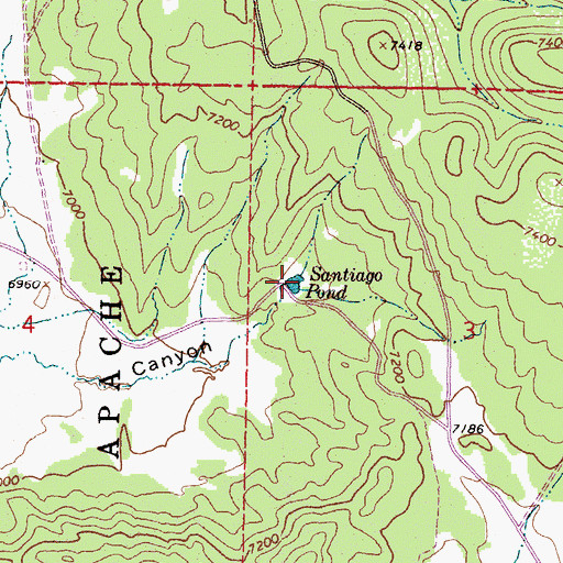 Topographic Map of Santiago Pond, NM