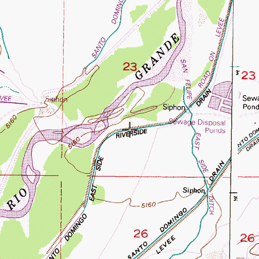 Topographic Map of Santo Domingo East Side Riverside Drain, NM
