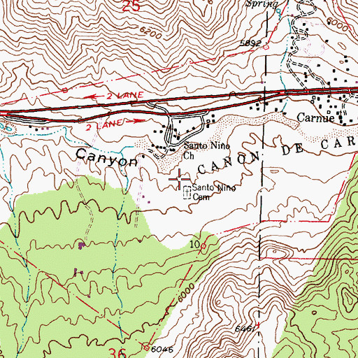 Topographic Map of Santo Nio Camposanto Cemetery, NM