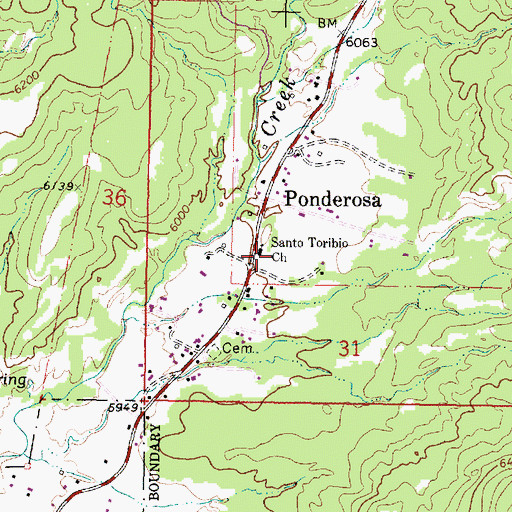 Topographic Map of Santo Toribio Church, NM