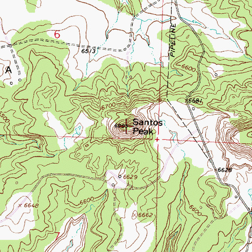 Topographic Map of Santos Peak, NM