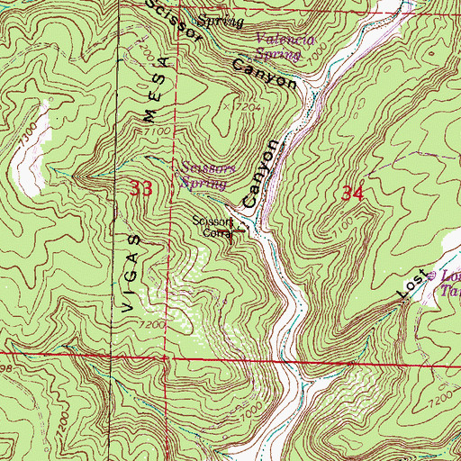 Topographic Map of Scissors Corral, NM