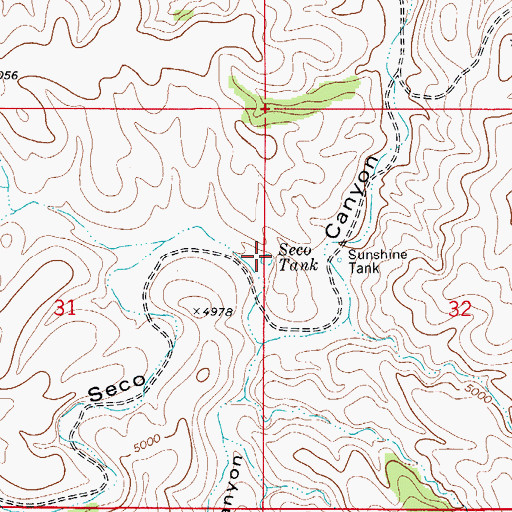 Topographic Map of Seco Tank, NM
