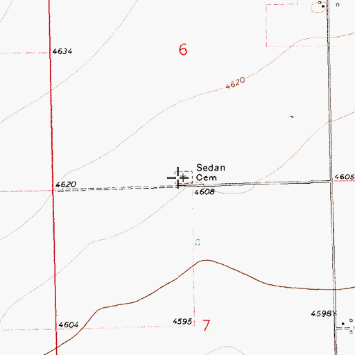 Topographic Map of Sedan Cemetery, NM