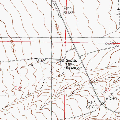 Topographic Map of Sedillo Hill Reservoir, NM