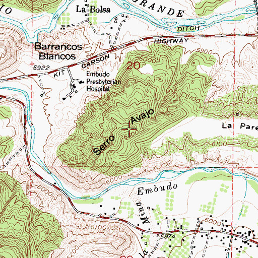 Topographic Map of Serro Avajo, NM
