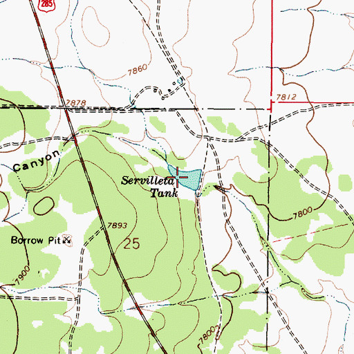Topographic Map of Servilleta Tank, NM