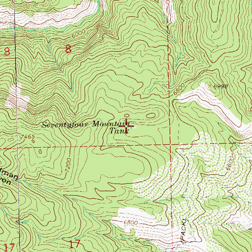 Topographic Map of Seventyfour Mountain Tank, NM