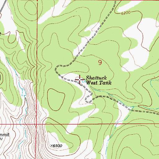 Topographic Map of Shattuck West Tank, NM