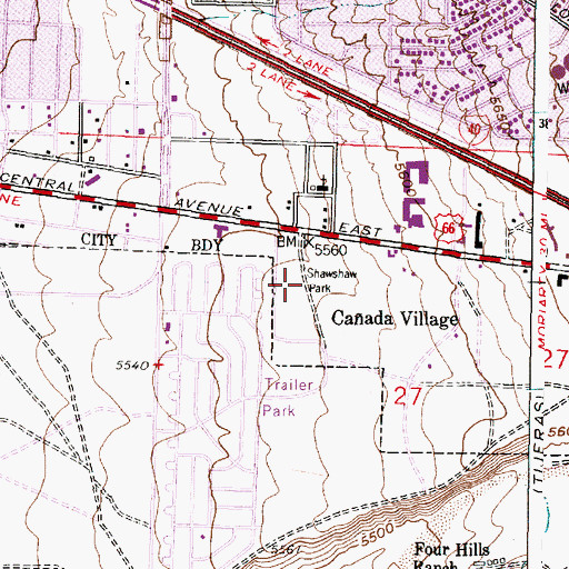 Topographic Map of Shawshaw Park, NM