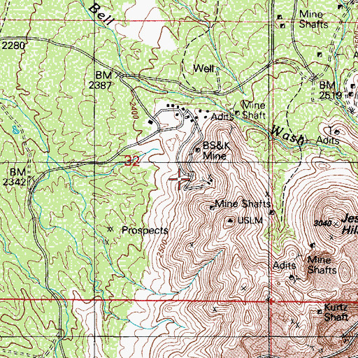 Topographic Map of BSK Mine, AZ
