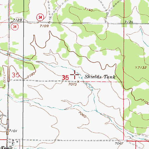 Topographic Map of Shields Tank, NM