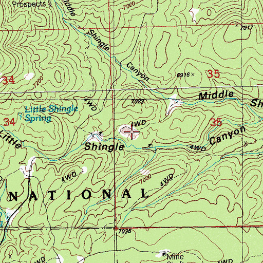 Topographic Map of Shingle Canyon Mine, NM