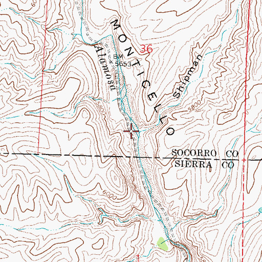 Topographic Map of Shipman Canyon, NM