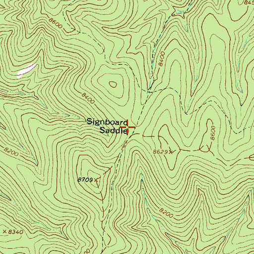Topographic Map of Signboard Saddle, NM