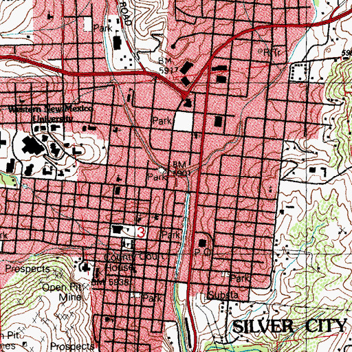 Topographic Map of Silva Creek, NM