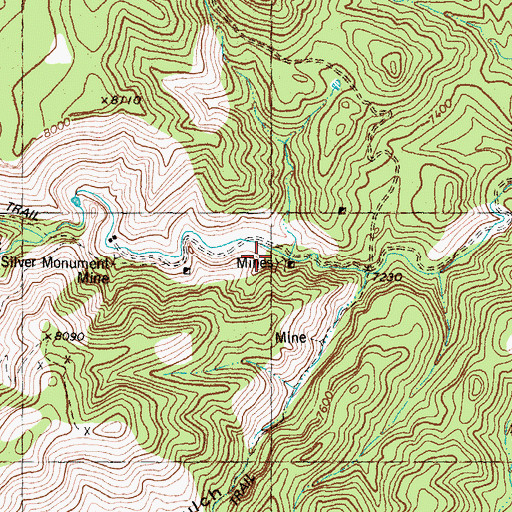 Topographic Map of Silver Monument Mine, NM