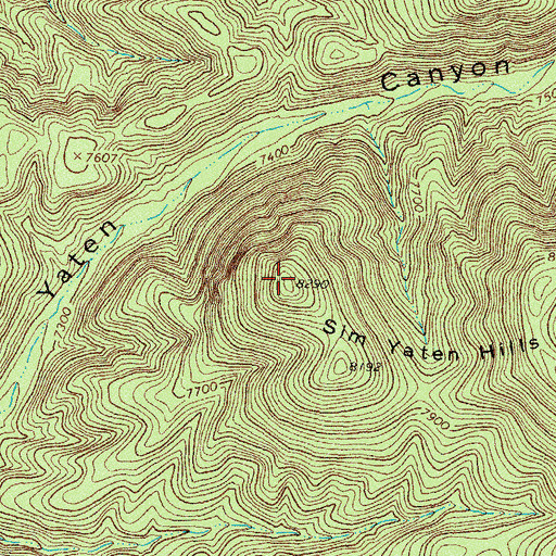 Topographic Map of Sim Yaten Hills, NM