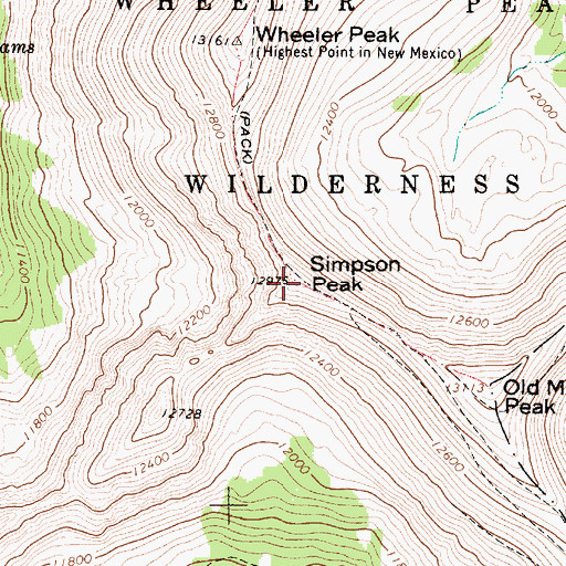 Topographic Map of Simpson Peak, NM